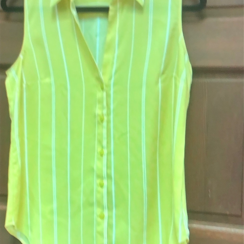 Yellow Striped Sleeveless Blouse